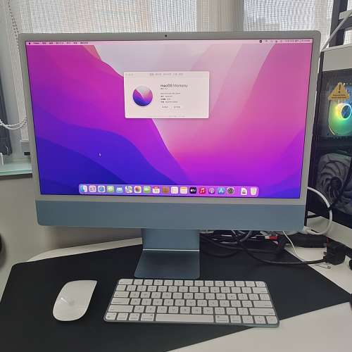 Apple iMac 24 M1 2021 藍色 (8+256, Thunderbolt 4@2, USB3@2)