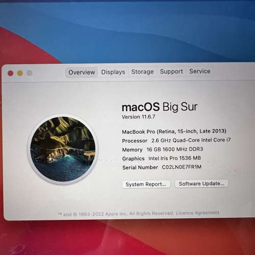 late 2013 macbook pro 15 inch (i7+1TB SSD+16gb ram)