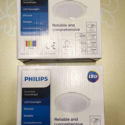 全新 Philips LED 14W天花超薄筒燈(開孔Ø150) DN027B (3000k 黃光)