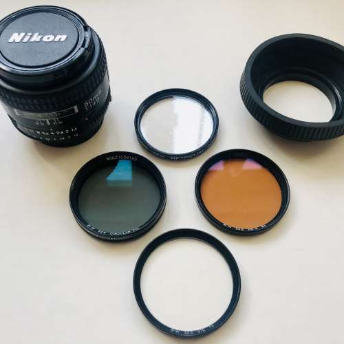 Nikon AF 50mm F1.4D, Hood, B+W 52mm 010 UV, Softener, Circular-Pol, KR12 Filters