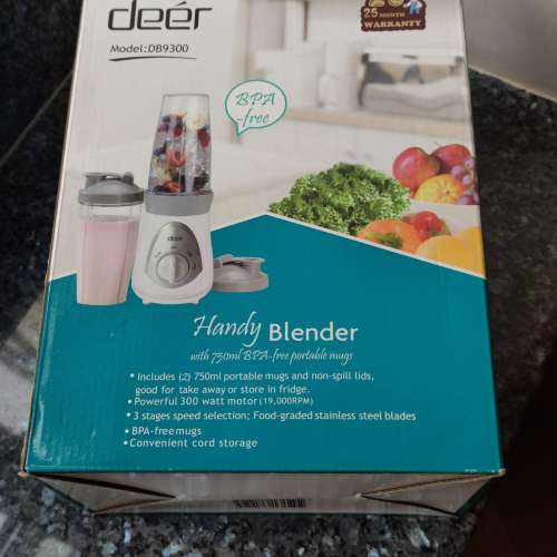 Deer - 雙杯便攜攪拌機 DB9300 (99.9% 新) - 禮品，只開盒 check 過