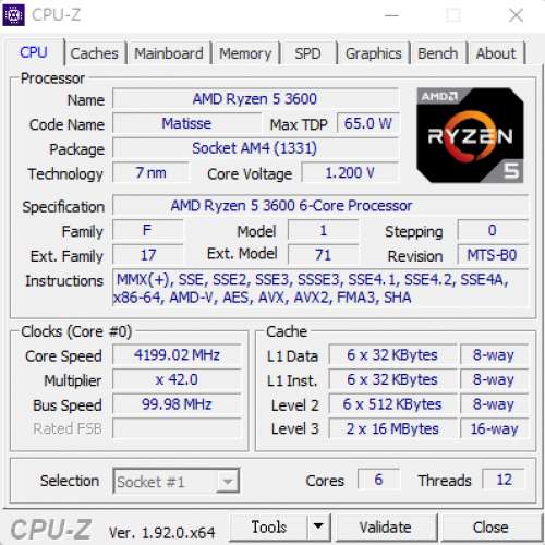 AMD Ryzen 3600 CPU