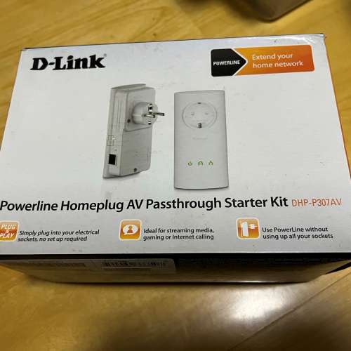 D-Link Powerline Homeplug AV Passthrough 套裝 DHP-P307AV