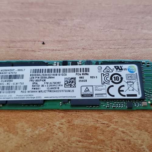 Samsung PM961 PCIe NVMe 256GB SSD