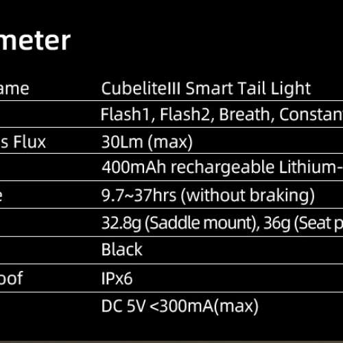 100% NEW ENFITNIX CubeLite III 智能感光剎車尾燈(座墊款 & 座管款)