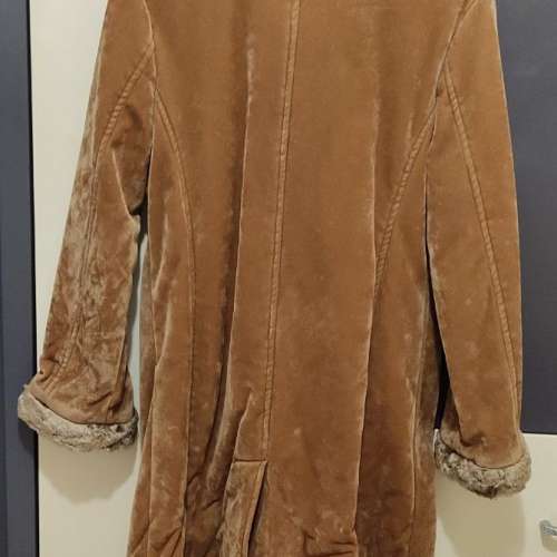 BESS 麂皮絨面啡色夾棉中長褸/外套