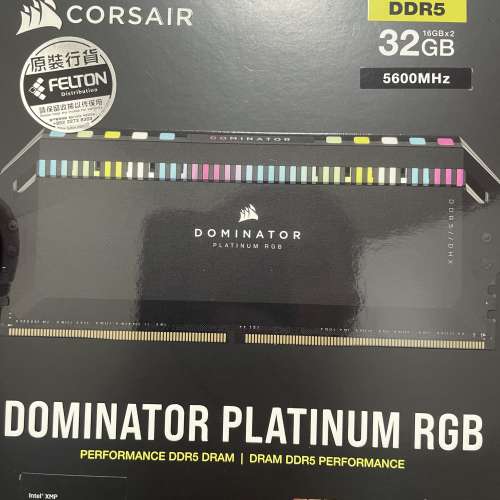 抵玩DOMINATOR PLATINUM RGB 32GB (2x16GB) DDR5 DRAM 5600MHz C36
