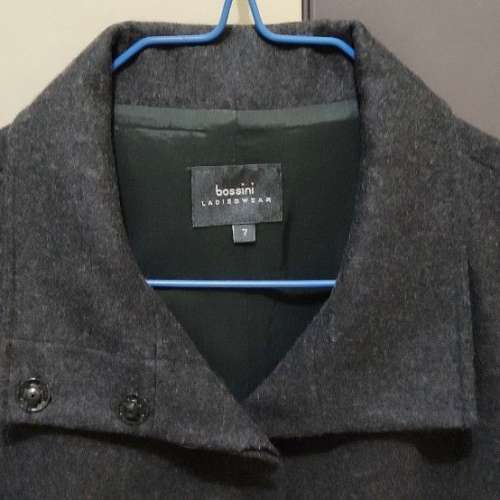 Bossini 羊毛絨面 深灰色有裡中長褸/外套