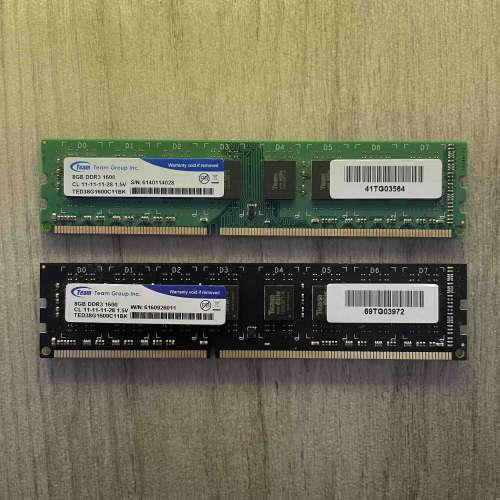 Team Group 8GB DDR3 1600MHz RAM x2