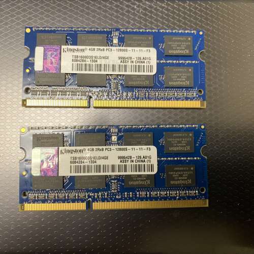 Kingston DDR3 1600 4GB notebook Ram X2 共8G
