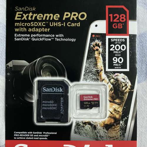 SanDisk Extreme Pro micro SDXC UHS-I Card 128GB R 200MB/s 90MB/s W 包郵順豐站/...