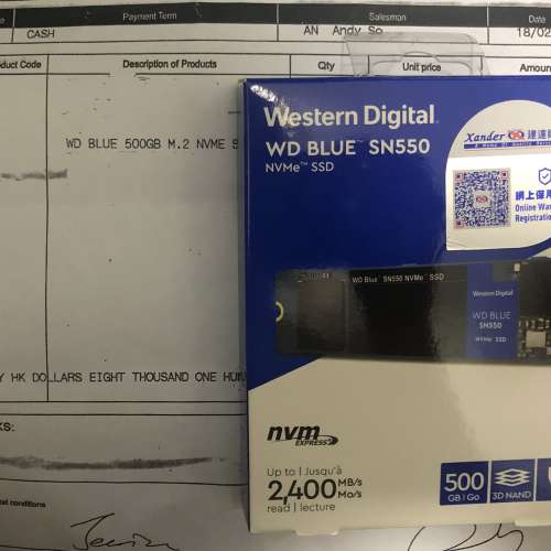 行貨 WD Blue SN550 500GB M.2 NVME SSD 五年保用
