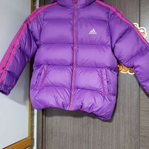 Adidas 小童真羽絨外套 128碼 紫色  9成新 屯門可取。