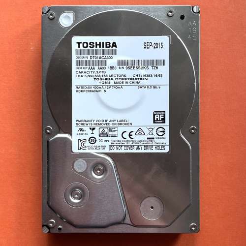 Toshiba 東芝 3TB DT01ACA300