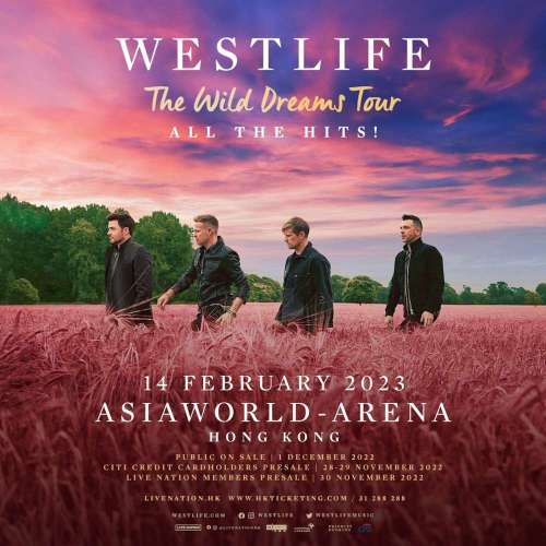 「現票」WESTLIFE THE WILD DREAMS TOUR HONG KONG 14/2/2022 4連位