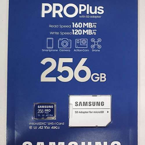 SAMSUNG PRO Plus + 256GB MicroSDXC Class 10 U3 A2 V30