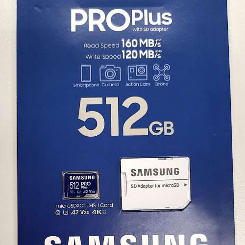 SAMSUNG PRO Plus + 512GB MicroSDXC Class 10 U3 A2 V30