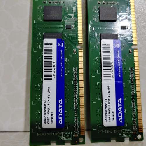 Adata Ram DDR3 1600(11) 8Gx16 2條