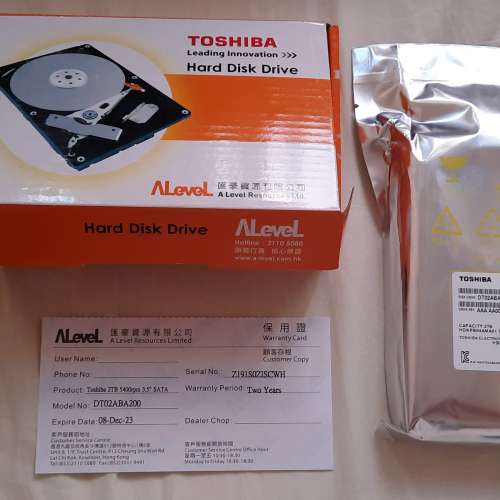 全新Toshiba 東芝 HDD 2TB DT02ABA200....$300(有保用)