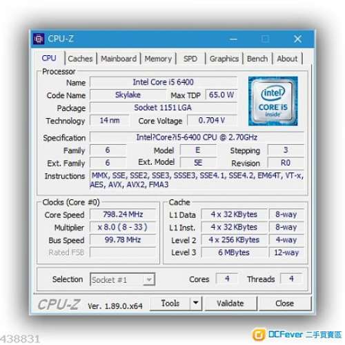 Intel Core i5-6400 ，最高 3.30 GHz