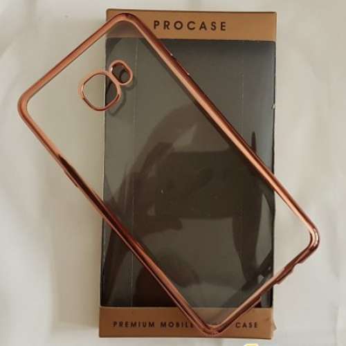 SAMSUNG GALAXY C7 玫瑰金邊優質手機套 (全新)