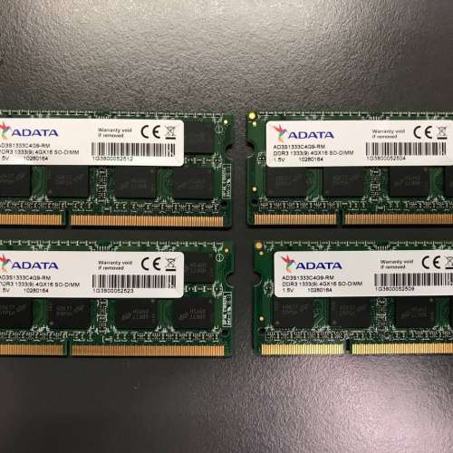 ADATA DDR3 1333Mhz SO-DIMM 4GB x 4 (total 16GB)