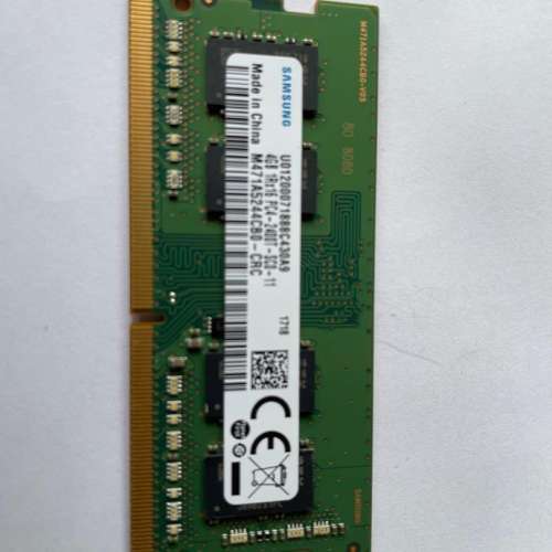Samsung 三星 4GB DDR4-2400 PC4-19200 SODIMM RAM 記憶體 (M471A5244CB0-CRC) 100...