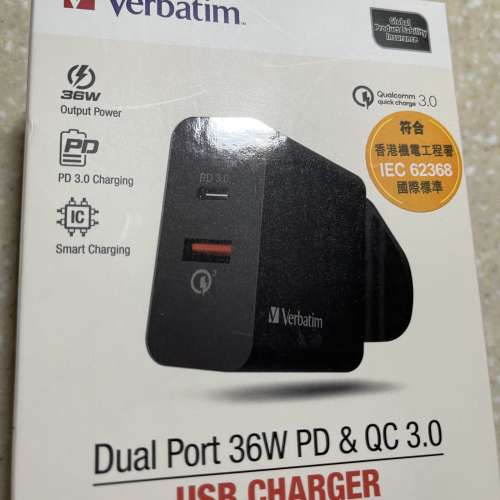 全新Dual Port 36W PD & QC 3.0 USB 充電器