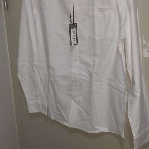全新Marks & Spencer  英國馬莎 M&S 男裝白色長袖恤衫(size L)$110