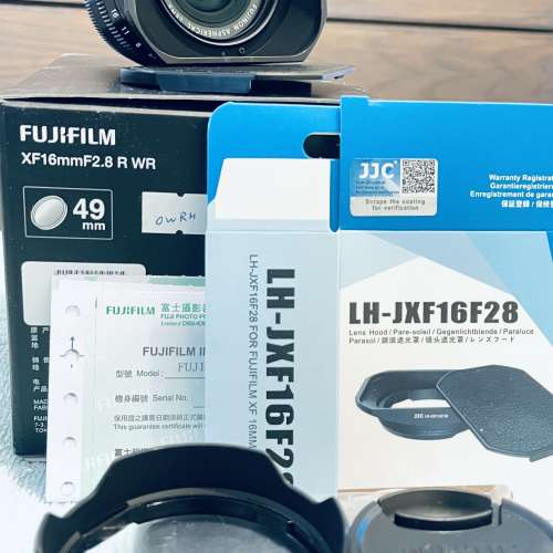 Fujifilm XF16mm F2.8 R R WR 包 Hoya49mm filter + JJC Square Hood