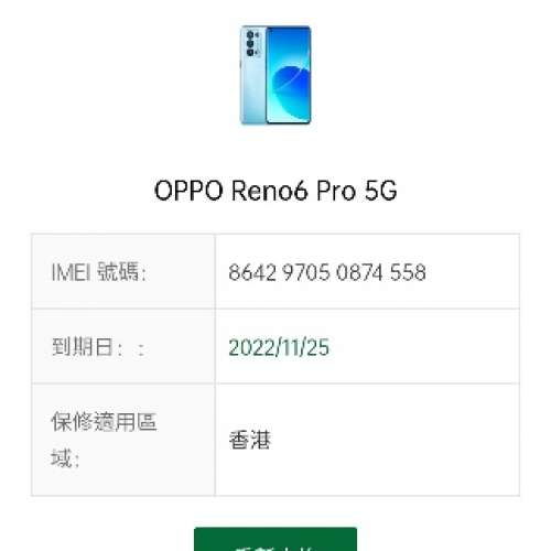 港行 OPPO Reno 6 Pro 12+256G 5G