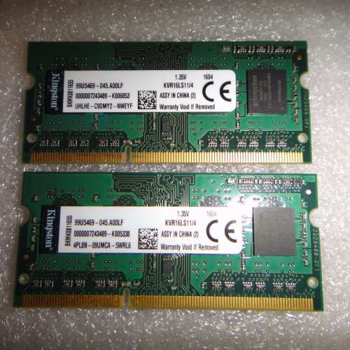 Kingston SO-DIMM DDR3 1600 4GB x2 共8GB