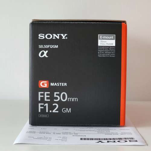全新Sony FE 50mm F1.2 GM / SEL50F12GM 鏡頭