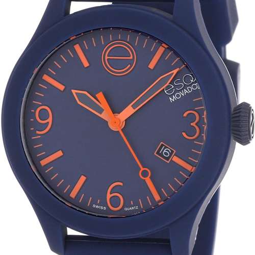 ESQ-Movado 瑞士名廠 Quartz Watch 42mm Navy Blue Silicon 極新 有盒