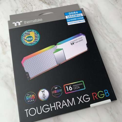 全新 白色 Thermaltake TOUGHRAM XG RGB Memory DDR4 3600MHz 32GB Kit (16GBx2)