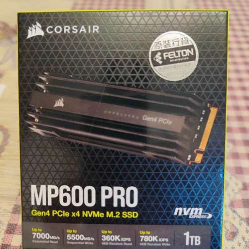 全新Corsair MP600 Pro Gen4 1TB Nvme SSD