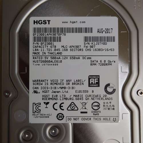 HGST Enterprise HD 6TB x 2 (95% New)