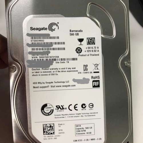 最後二隻 Seagate 500 GB HDD 7200rpm 16M cache 3.5ch for PC use
