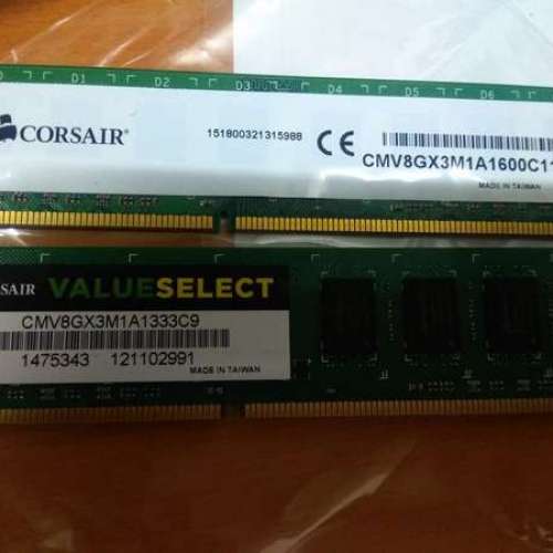 Corsair DDR3 desktop Ram~   8GB x2條  desktop Ram~ 共 16GB