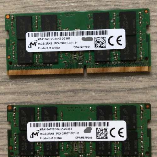 SK Hynix  / Micron /KS DDR4 16GB PC-2400T-SE1-11 Notebook Ram (雙面)