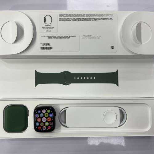 全新未用過 Apple Watch S7 45MM (GPS版) 綠色 運動錶帶 香港行貨 蘋果一年保養 全...
