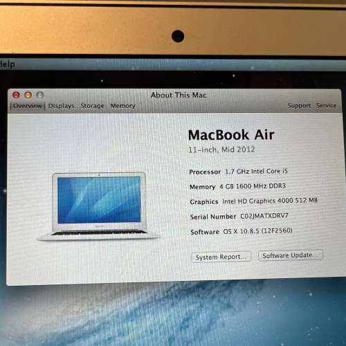 MacBook Air 11 Mid 2012 i5 1.7 4GB Ram 128 HDD 冇火牛