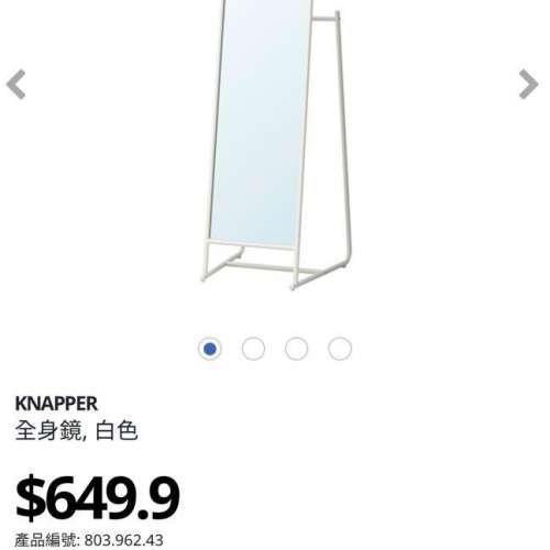 新淨全身鏡Ikea 鏡子Knapper mirror 金屬框直立鏡架衣帽架- 二手或全新