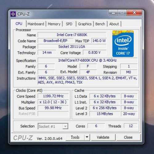 Intel® Core™ i7-6800K 處理器