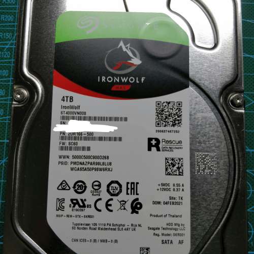 Seagate IronWolf 4TB NAS Harddisk (ST4000VN008) 3.5" 內置硬碟 有保