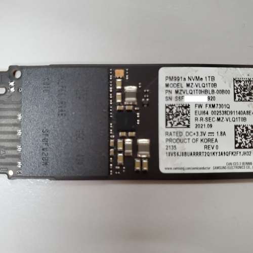 Samsung PM991A 1TB M.2 NVMe