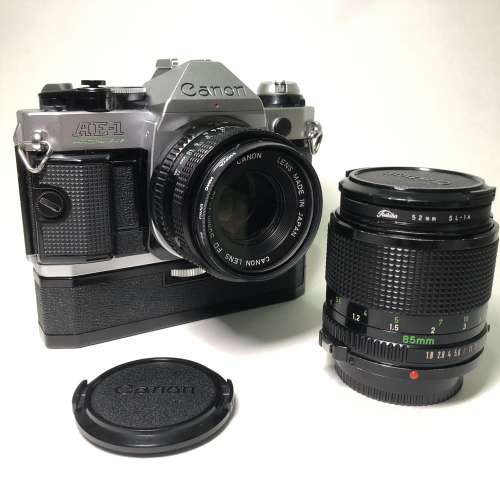菲林相機 Canon AE-1 program 一機兩鏡一電動手把 整套賣
