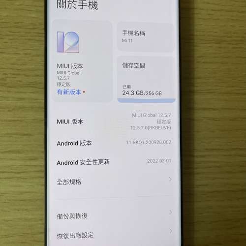 Xiaomi 小米 11 5G 國際版雙卡 8+256GB