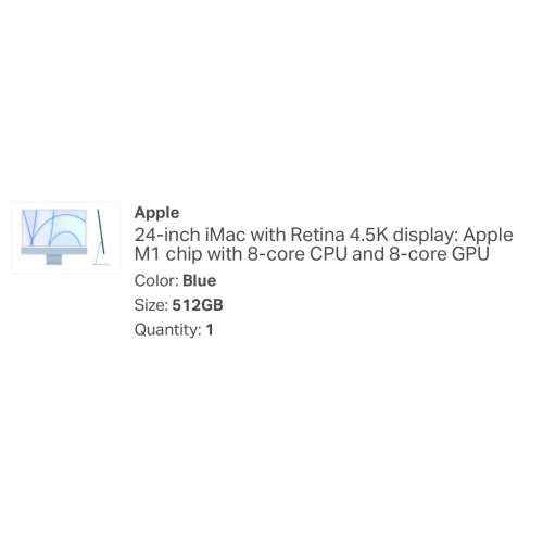 全新 (藍色) Apple iMac 24 inch, 512Gb, 行貨一年保養