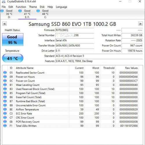 1TB Samsung 860 EVO 2.5" SSD